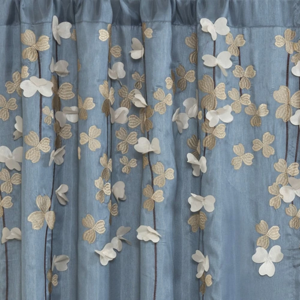 Best Pirce π€© Lush Decor Blue Faux Silk 84-inch Flower Drop Single Curtain Panel β 2 Best Pirce π€© Lush Decor Blue Faux Silk 84-inch Flower Drop Single Curtain Panel β - Image 2