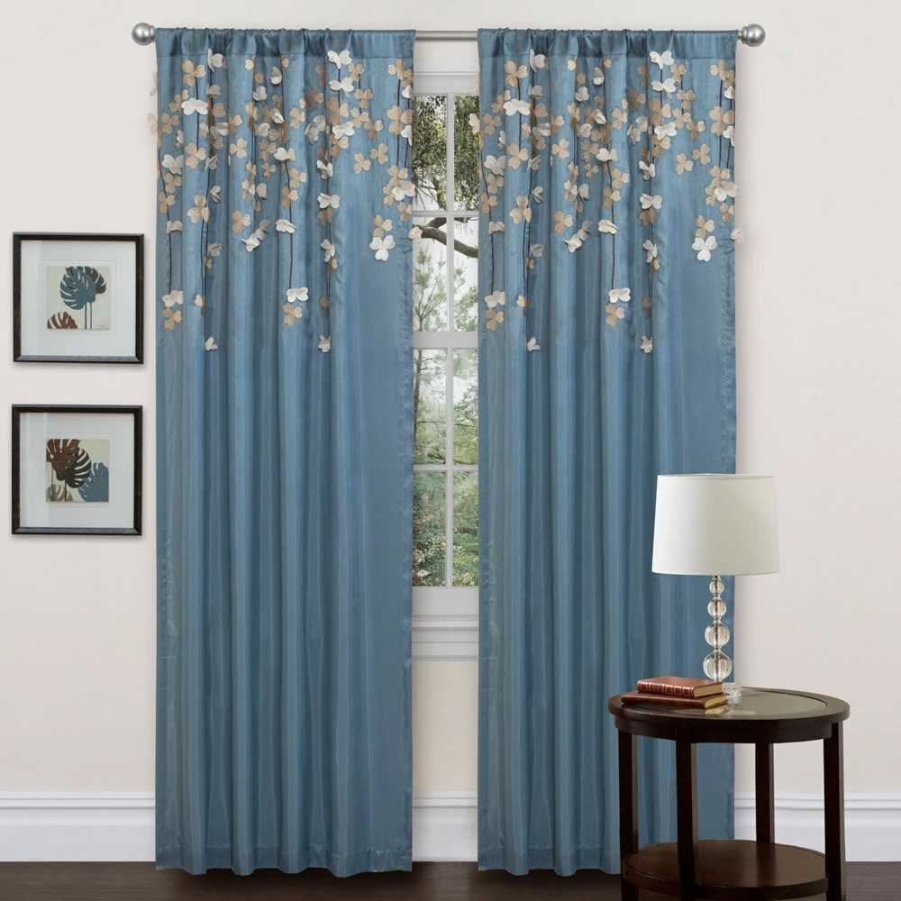 Best Pirce π€© Lush Decor Blue Faux Silk 84-inch Flower Drop Single Curtain Panel β 1 Best Pirce π€© Lush Decor Blue Faux Silk 84-inch Flower Drop Single Curtain Panel β