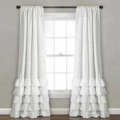 Discount 🌟 Lush Decor Allison Ruffle Window Curtain Panel Pair Dark Gray 🔥