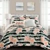 Wholesale 🌟 Lush Decor Amara Watercolor Rose 5 Piece Quilt Set Black & Dusty Rose 🌟