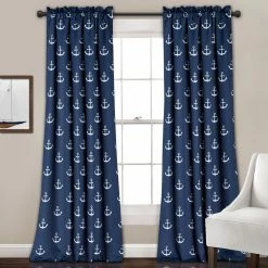 Deals β Lush Decor Anchor Room-darkening Window Panel Curtain Pair Navy π―