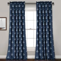 Deals ⌛ Lush Decor Anchor Room-darkening Window Panel Curtain Pair Navy 💯 -Lush Decor Shop Lush Decor Anchor Room darkening Window Panel Curtain Pair 13