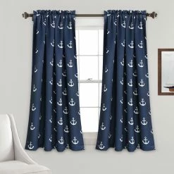 Deals ⌛ Lush Decor Anchor Room-darkening Window Panel Curtain Pair Navy 💯 -Lush Decor Shop Lush Decor Anchor Room darkening Window Panel Curtain Pair 8