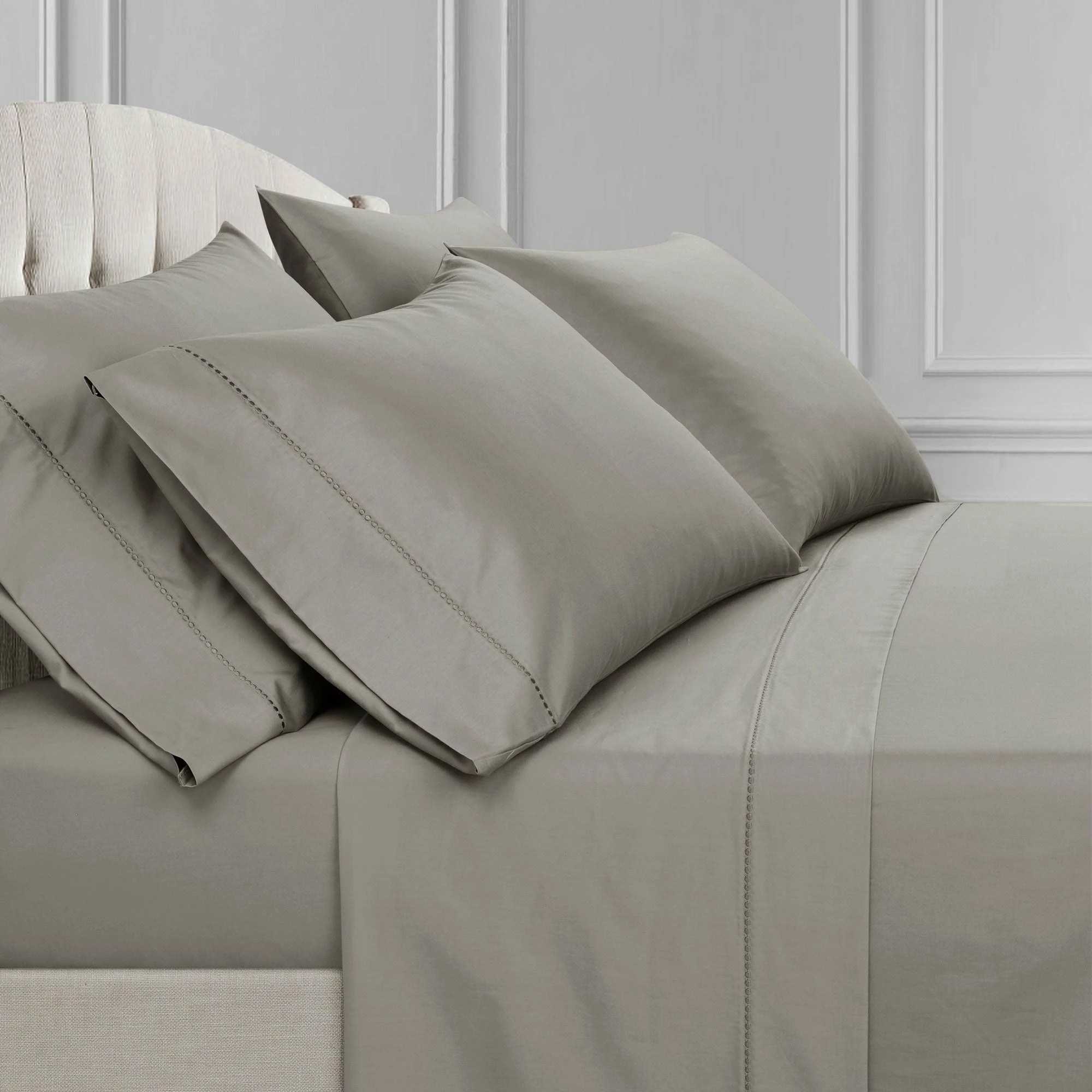 Buy ⌛ Lush Decor Aria Dots 6 Piece Sateen Cotton Sheet Set White ⌛ 8 Buy ⌛ Lush Decor Aria Dots 6 Piece Sateen Cotton Sheet Set White ⌛ - Image 8