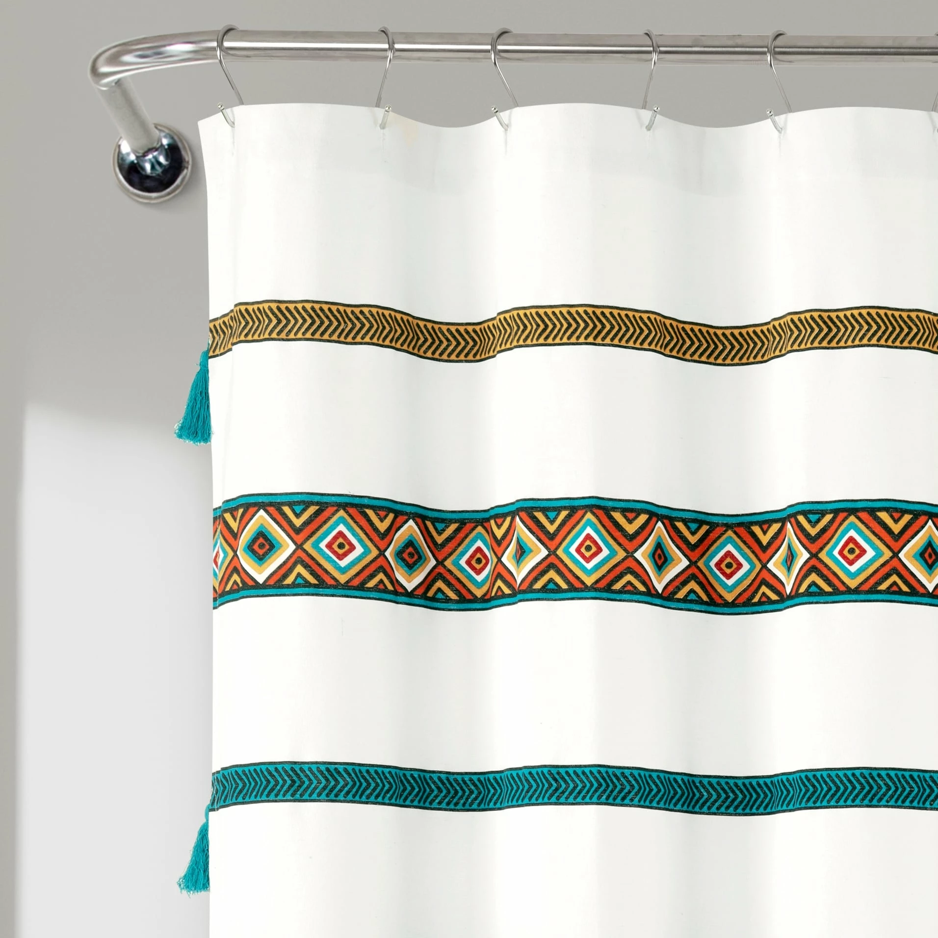 New π Lush Decor Ava Boho Stripe Tassel Yarn Dyed Eco-Friendly Recycled Cotton Blend Shower Curtain Single β 3 New π Lush Decor Ava Boho Stripe Tassel Yarn Dyed Eco-Friendly Recycled Cotton Blend Shower Curtain Single β - Image 3