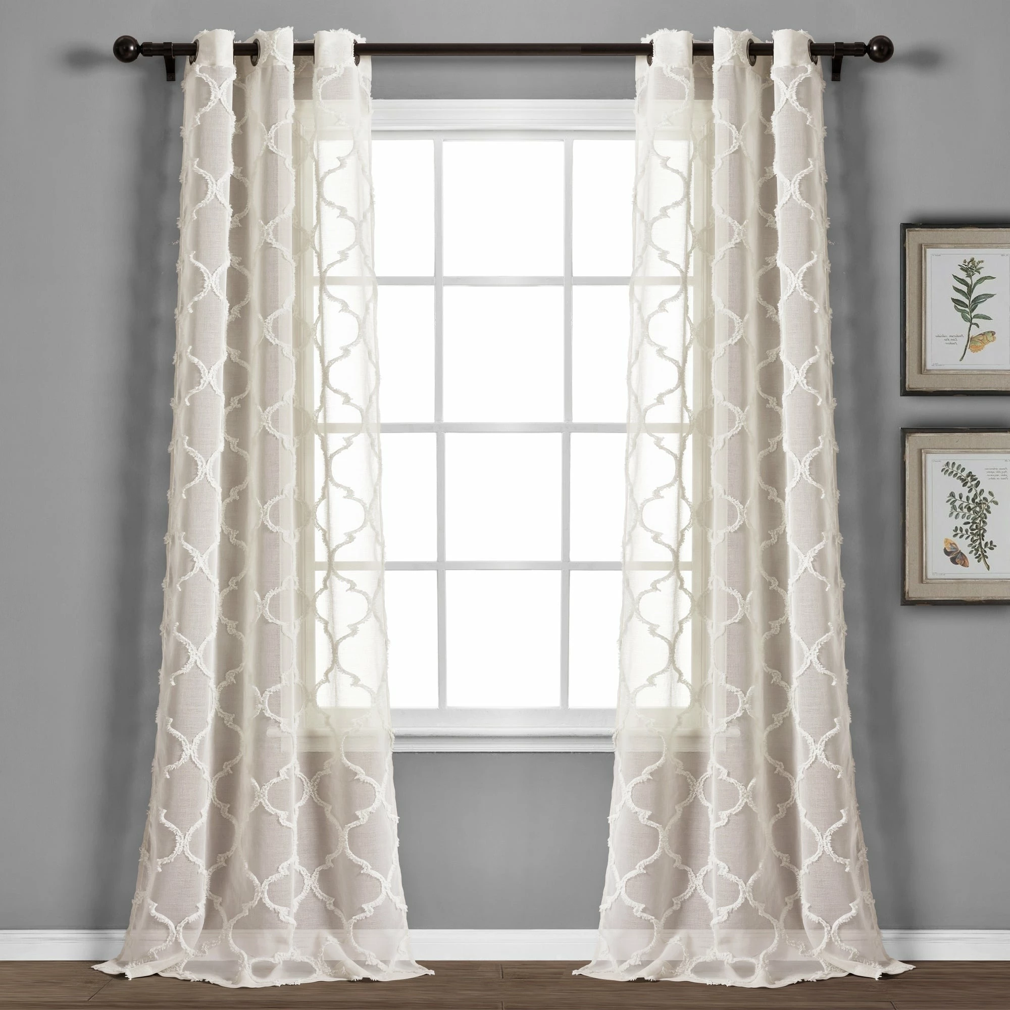 Brand new βοΈ Lush Decor Avon Trellis Grommet Sheer Window Curtain Panel Pair White π 1 Brand new βοΈ Lush Decor Avon Trellis Grommet Sheer Window Curtain Panel Pair White π
