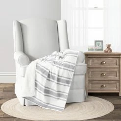 Cheap 🥰 Lush Decor Baby Farmhouse Stripe Soft Sherpa Blanket - 40" X 30" 🎉