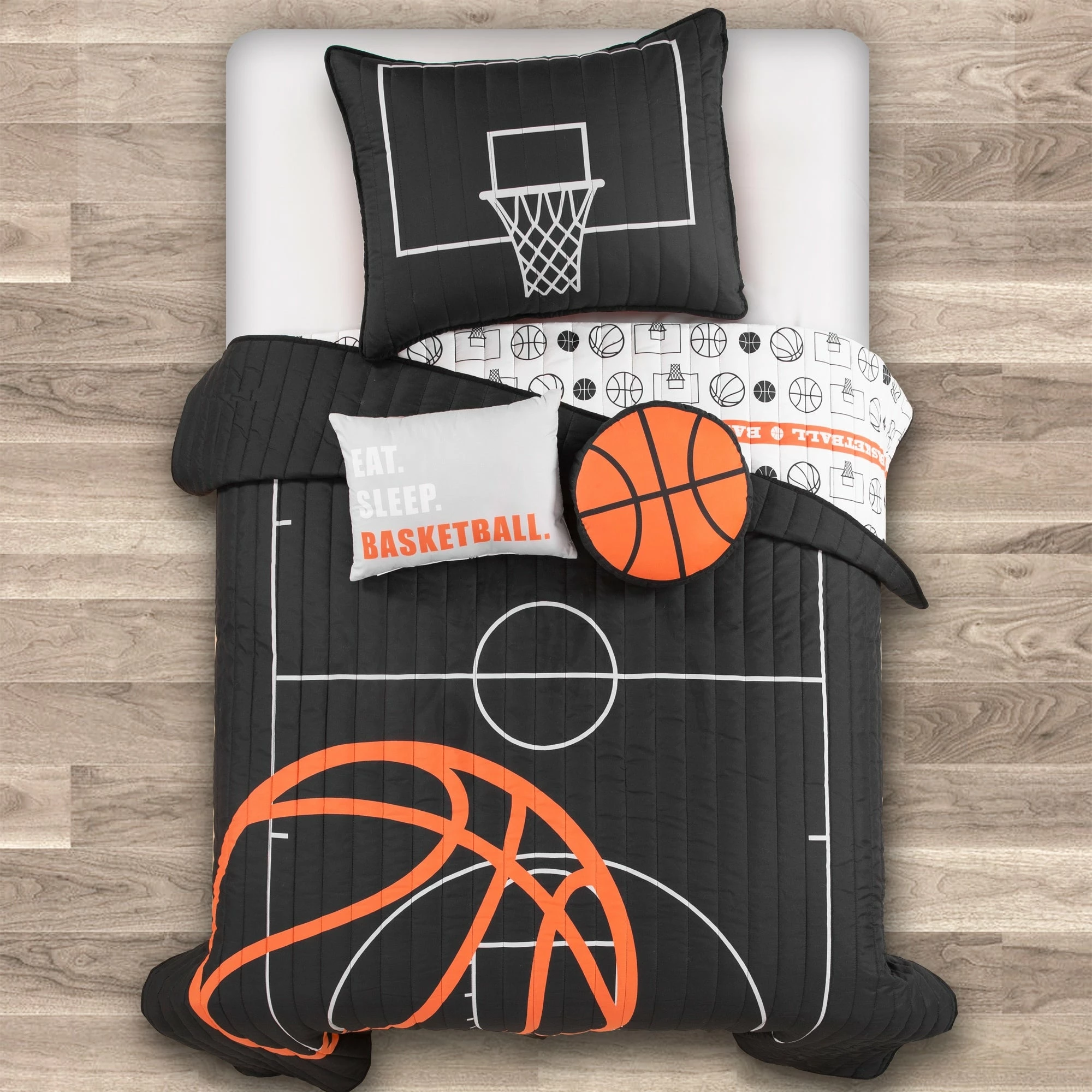 Wholesale π Lush Decor π Basketball Game Quilt Set Charcoal β 2 Wholesale π Lush Decor π Basketball Game Quilt Set Charcoal β - Image 2