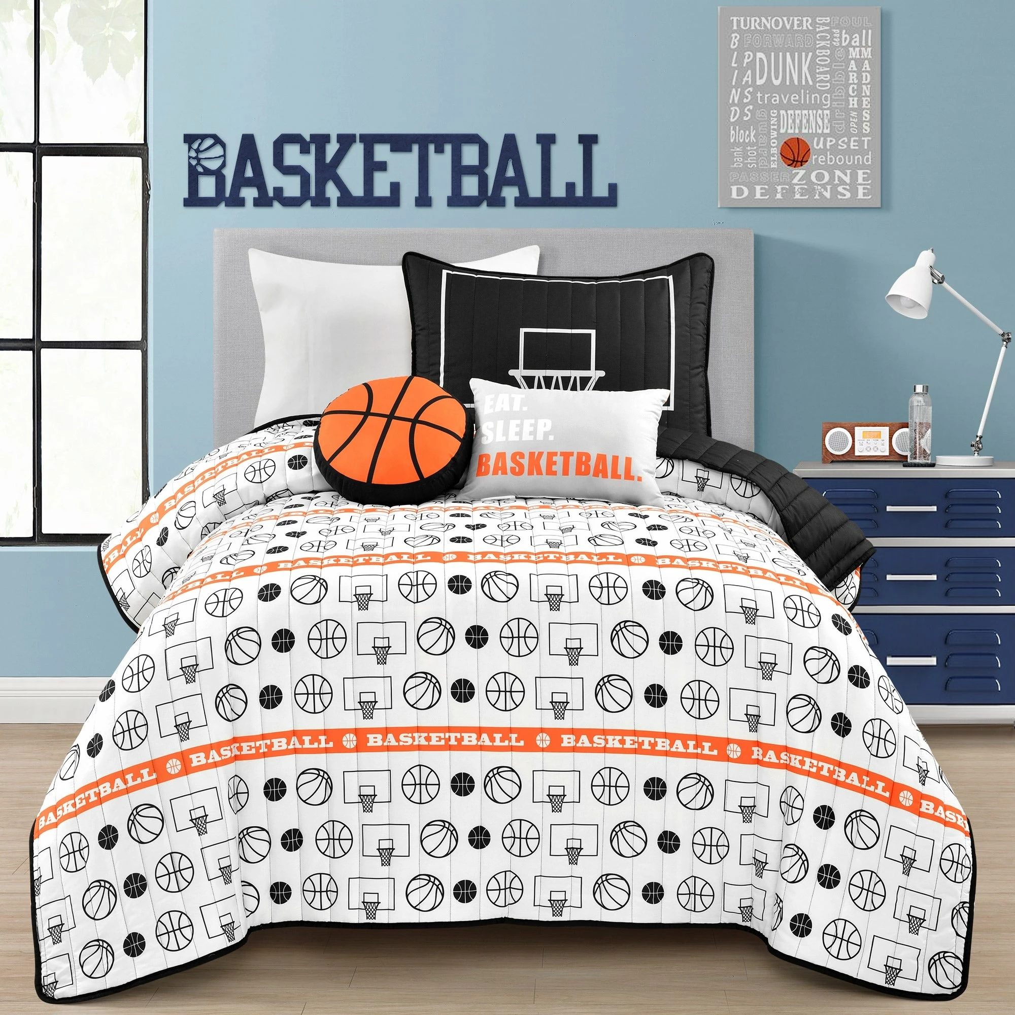 Wholesale π Lush Decor π Basketball Game Quilt Set Charcoal β 3 Wholesale π Lush Decor π Basketball Game Quilt Set Charcoal β - Image 3