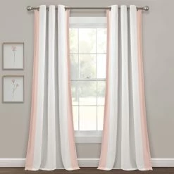 Promo 🎁 Lush Decor Block Border 100% Lined Grommet Blackout Window Curtain Panel Single White/navy 🎁