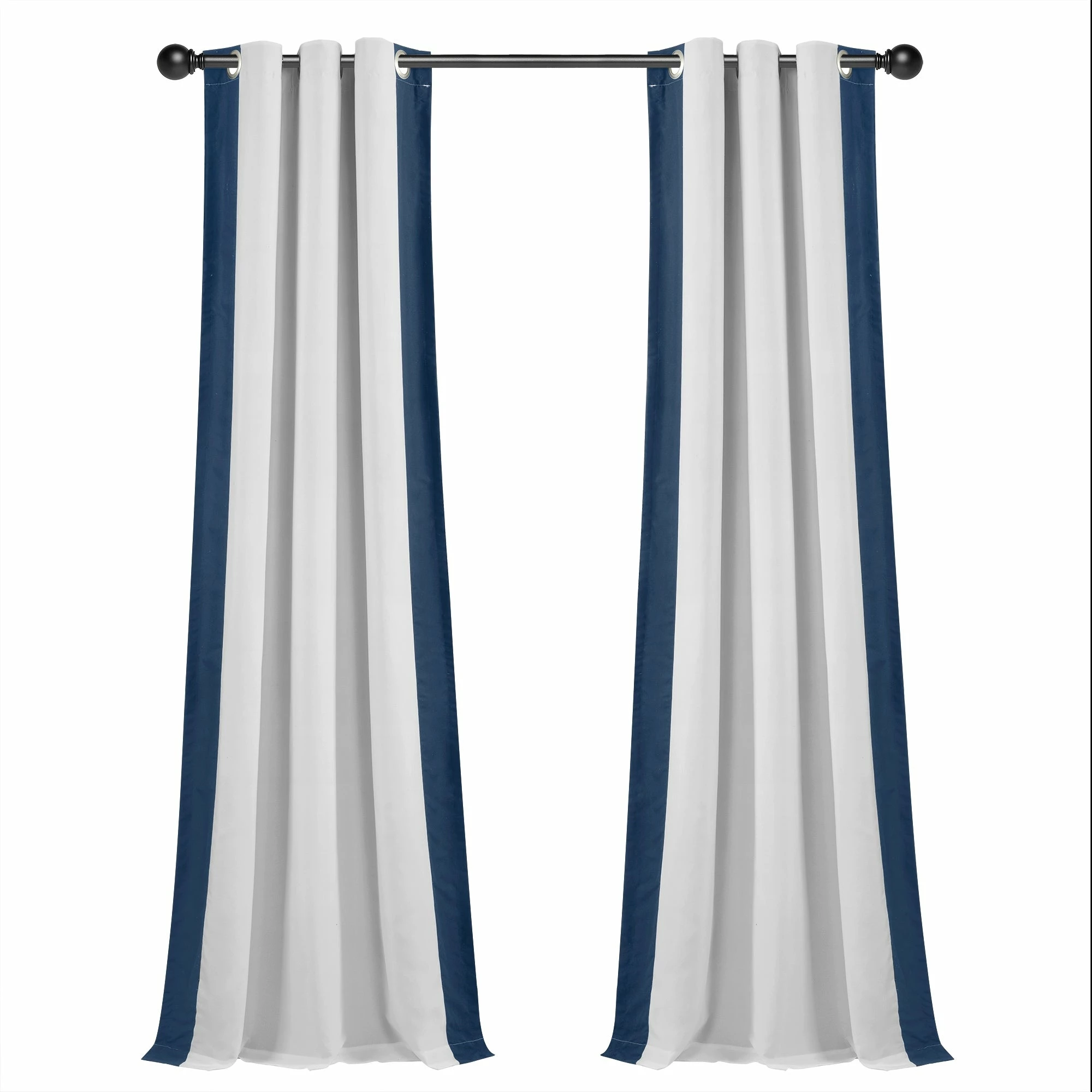 Promo ๐ Lush Decor Block Border 100% Lined Grommet Blackout Window Curtain Panel Single White/navy ๐ 8 Promo ๐ Lush Decor Block Border 100% Lined Grommet Blackout Window Curtain Panel Single White/navy ๐ - Image 8