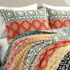Flash Sale ✨ Lush Decor Bohemian Stripe Reversible 3 Piece Cotton Duvet Set Turquoise&orange 🎉 -Lush Decor Shop Lush Decor Bohemian Stripe Reversible 3 Piece Cotton Duvet Set 2