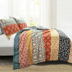 Flash Sale ✨ Lush Decor Bohemian Stripe Reversible 3 Piece Cotton Duvet Set Turquoise&orange 🎉 -Lush Decor Shop Lush Decor Bohemian Stripe Reversible 3 Piece Cotton Duvet Set 4