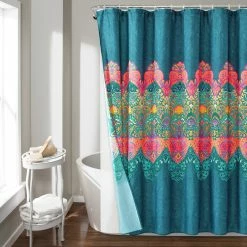 Wholesale 🥰 Lush Decor Boho Chic Shower Curtain With Peva Lining And Rings Set Seafoam ⭐