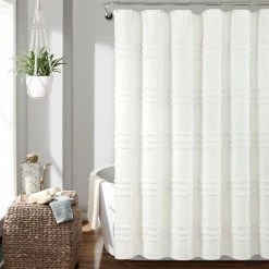 Coupon 🧨 Lush Decor Boho Kendra Tufted Yarn Dyed Eco-Friendly Recycled Cotton Shower Curtain Single Light Gray ✔️ -Lush Decor Shop Lush Decor Boho Kendra Tufted Yarn Dyed Eco Friendly Recycled Cotton Shower Curtain Single 2