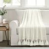Promo 💯 Lush Decor Boho Knitted Tassel Throw Light Grey 🥰