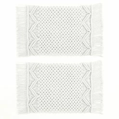 Flash Sale 🎁 Lush Decor Boho Macrame Handcrafted Indoor/Outdoor Washable Water Repellent Placemat 2 Piece Set - 12" X 18"+3" Fringe White 🧨 -Lush Decor Shop Lush Decor Boho Macrame Handcrafted Indoor Outdoor Washable Water Repellent Placemat 2Pc Set 4