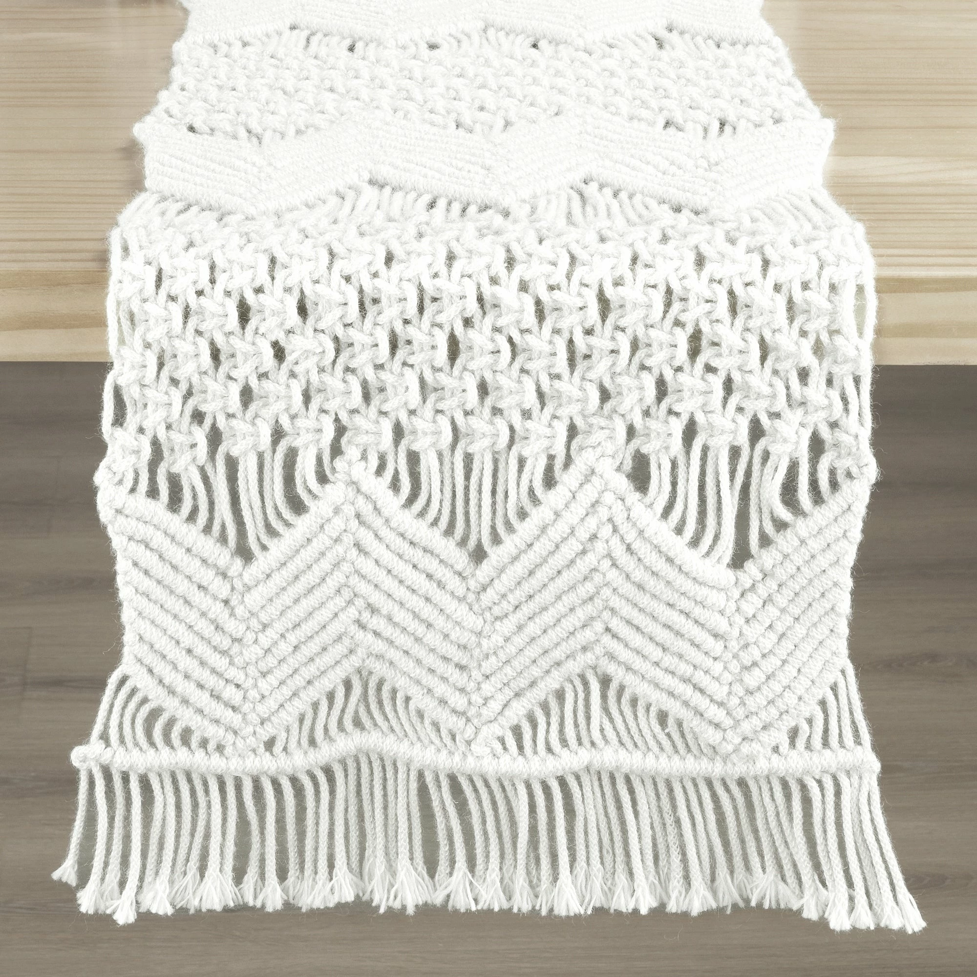 Cheap π Lush Decor Boho Macrame Handcrafted Indoor/Outdoor Washable Water Repellent Runner Single - 13" X 72"+3" Fringe White π 11 Cheap π Lush Decor Boho Macrame Handcrafted Indoor/Outdoor Washable Water Repellent Runner Single - 13" X 72"+3" Fringe White π - Image 11