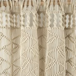 Deals 🛒 Lush Decor Boho Macrame Leaf Cotton Window Curtain Single Panel - 84" X 40" Grey ✔️ -Lush Decor Shop Lush Decor Boho Macrame Leaf Cotton Window Curtain Single Panel 2