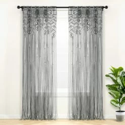 Deals 🛒 Lush Decor Boho Macrame Leaf Cotton Window Curtain Single Panel - 84" X 40" Grey ✔️ -Lush Decor Shop Lush Decor Boho Macrame Leaf Cotton Window Curtain Single Panel 6