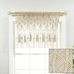 Cheapest 🥰 Lush Decor Boho Macrame Tassel Cotton Valance/Kitchen Curtain/Wall Decor Single - 30" X 40" Grey 🎉 -Lush Decor Shop Lush Decor Boho Macrame Tassel Cotton Valance Kitchen Curtain Wall Decor Single 11