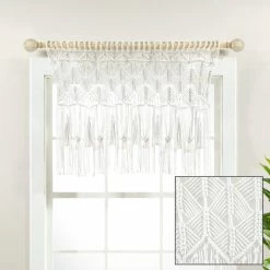 Cheapest 🥰 Lush Decor Boho Macrame Tassel Cotton Valance/Kitchen Curtain/Wall Decor Single - 30" X 40" Grey 🎉 -Lush Decor Shop Lush Decor Boho Macrame Tassel Cotton Valance Kitchen Curtain Wall Decor Single 14