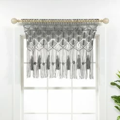 Cheapest 🥰 Lush Decor Boho Macrame Tassel Cotton Valance/Kitchen Curtain/Wall Decor Single - 30" X 40" Grey 🎉 -Lush Decor Shop Lush Decor Boho Macrame Tassel Cotton Valance Kitchen Curtain Wall Decor Single 6