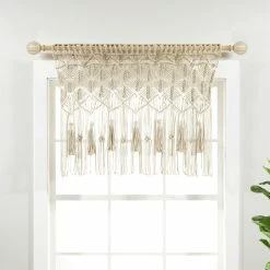 Cheapest 🥰 Lush Decor Boho Macrame Tassel Cotton Valance/Kitchen Curtain/Wall Decor Single - 30" X 40" Grey 🎉 -Lush Decor Shop Lush Decor Boho Macrame Tassel Cotton Valance Kitchen Curtain Wall Decor Single 8