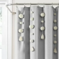 Best Sale 😀 Lush Decor Boho Pom Pom Tassel Linen Shower Curtain Light Gray 🛒 -Lush Decor Shop Lush Decor Boho Pom Pom Tassel Linen Shower Curtain 10
