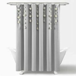 Best Sale 😀 Lush Decor Boho Pom Pom Tassel Linen Shower Curtain Light Gray 🛒 -Lush Decor Shop Lush Decor Boho Pom Pom Tassel Linen Shower Curtain 12