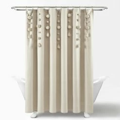Best Sale 😀 Lush Decor Boho Pom Pom Tassel Linen Shower Curtain Light Gray 🛒 -Lush Decor Shop Lush Decor Boho Pom Pom Tassel Linen Shower Curtain 6