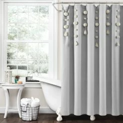 Best Sale 😀 Lush Decor Boho Pom Pom Tassel Linen Shower Curtain Light Gray 🛒 -Lush Decor Shop Lush Decor Boho Pom Pom Tassel Linen Shower Curtain 7
