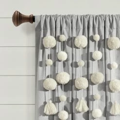 New 👍 Lush Decor Boho Pom Pom Tassel Linen Window Curtain Panel (Single) ❤️ -Lush Decor Shop Lush Decor Boho Pom Pom Tassel Linen Window Curtain Panel 28Single29 8