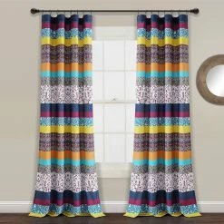 Cheap 😍 Lush Decor Boho Stripe Window Curtain Panel Pair Turquoise & Tangerine ⌛ -Lush Decor Shop Lush Decor Boho Stripe Window Curtain Panel Pair 6