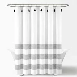Cheapest 🔥 Lush Decor Boho Tassel Stripe Yarn Dyed Eco-Friendly Recycled Cotton Shower Curtain Single Navy/white 🥰 -Lush Decor Shop Lush Decor Boho Tassel Stripe Yarn Dyed Eco Friendly Recycled Cotton Shower Curtain Single 10