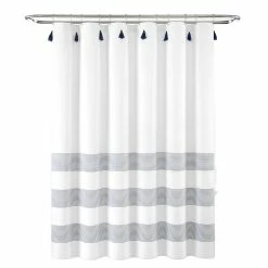 Cheapest 🔥 Lush Decor Boho Tassel Stripe Yarn Dyed Eco-Friendly Recycled Cotton Shower Curtain Single Navy/white 🥰 -Lush Decor Shop Lush Decor Boho Tassel Stripe Yarn Dyed Eco Friendly Recycled Cotton Shower Curtain Single 13