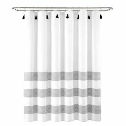 Cheapest 🔥 Lush Decor Boho Tassel Stripe Yarn Dyed Eco-Friendly Recycled Cotton Shower Curtain Single Navy/white 🥰 -Lush Decor Shop Lush Decor Boho Tassel Stripe Yarn Dyed Eco Friendly Recycled Cotton Shower Curtain Single 8