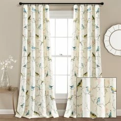 Lush Decor Shop -Lush Decor Shop Lush Decor Botanical Bird And Flower Light Filtering Window Curtain Panels Set 1