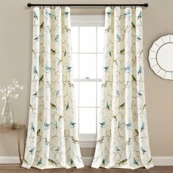 Best Sale 🔥 Lush Decor Botanical Bird And Flower Light Filtering Window Curtain Panels Set - 84" X 52" 🌟
