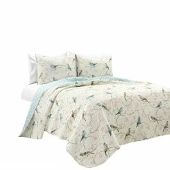 Hot Sale 🛒 Lush Decor Botanical Bird And Flower Oversized Reversible Quilt Set Multi 🥰 -Lush Decor Shop Lush Decor Botanical Bird And Flower Oversized Reversible Quilt Set 3