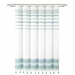 New 🎉 Lush Decor Breezy Chic Tassel Jacquard Eco-Friendly Recycled Cotton Shower Curtain Single Light Gray 😍 -Lush Decor Shop Lush Decor Breezy Chic Tassel Jacquard Eco Friendly Recycled Cotton Shower Curtain Single 12