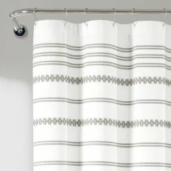 New 🎉 Lush Decor Breezy Chic Tassel Jacquard Eco-Friendly Recycled Cotton Shower Curtain Single Light Gray 😍 -Lush Decor Shop Lush Decor Breezy Chic Tassel Jacquard Eco Friendly Recycled Cotton Shower Curtain Single 5