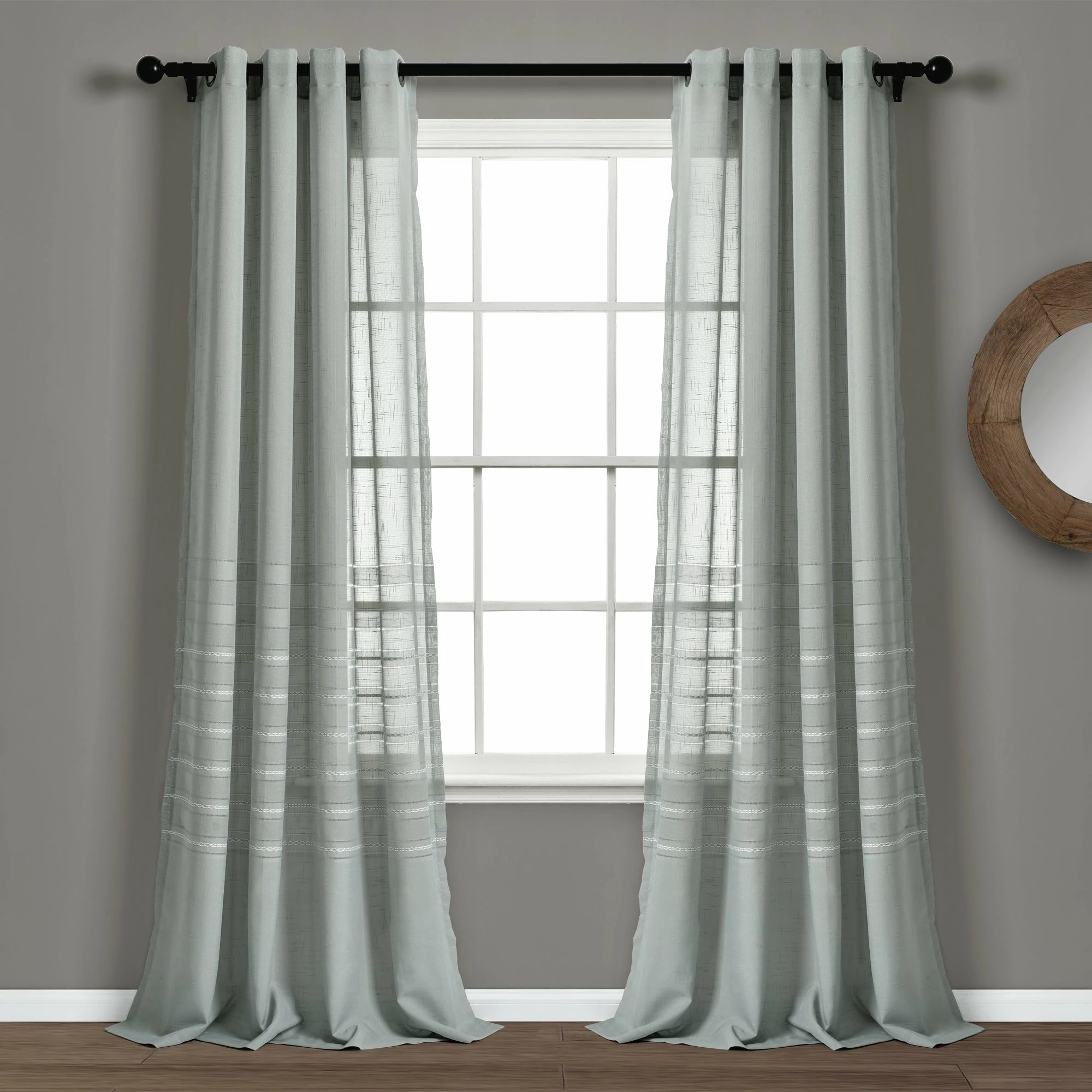 Best deal π₯° Lush Decor Bridie Grommet Sheer Window Curtain Panel Pair Gray 𧨠2 Best deal π₯° Lush Decor Bridie Grommet Sheer Window Curtain Panel Pair Gray 𧨠- Image 2