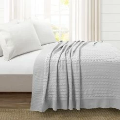 Flash Sale 🔔 Lush Decor Cable Soft Knitted Oversized Blanket/Coverlet Ivory 🛒
