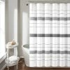 Brand new 🔥 Lush Decor Chic Stripe Yarn Dyed Eco-Friendly Recycled Cotton Shower Curtain Single Black/gray ✔️