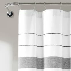 Brand new 🔥 Lush Decor Chic Stripe Yarn Dyed Eco-Friendly Recycled Cotton Shower Curtain Single Black/gray ✔️ -Lush Decor Shop Lush Decor Chic Stripe Yarn Dyed Eco Friendly Recycled Cotton Shower Curtain Single 2