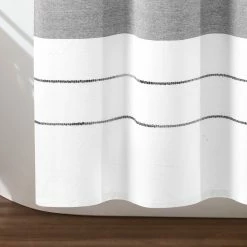 Brand new 🔥 Lush Decor Chic Stripe Yarn Dyed Eco-Friendly Recycled Cotton Shower Curtain Single Black/gray ✔️ -Lush Decor Shop Lush Decor Chic Stripe Yarn Dyed Eco Friendly Recycled Cotton Shower Curtain Single 6