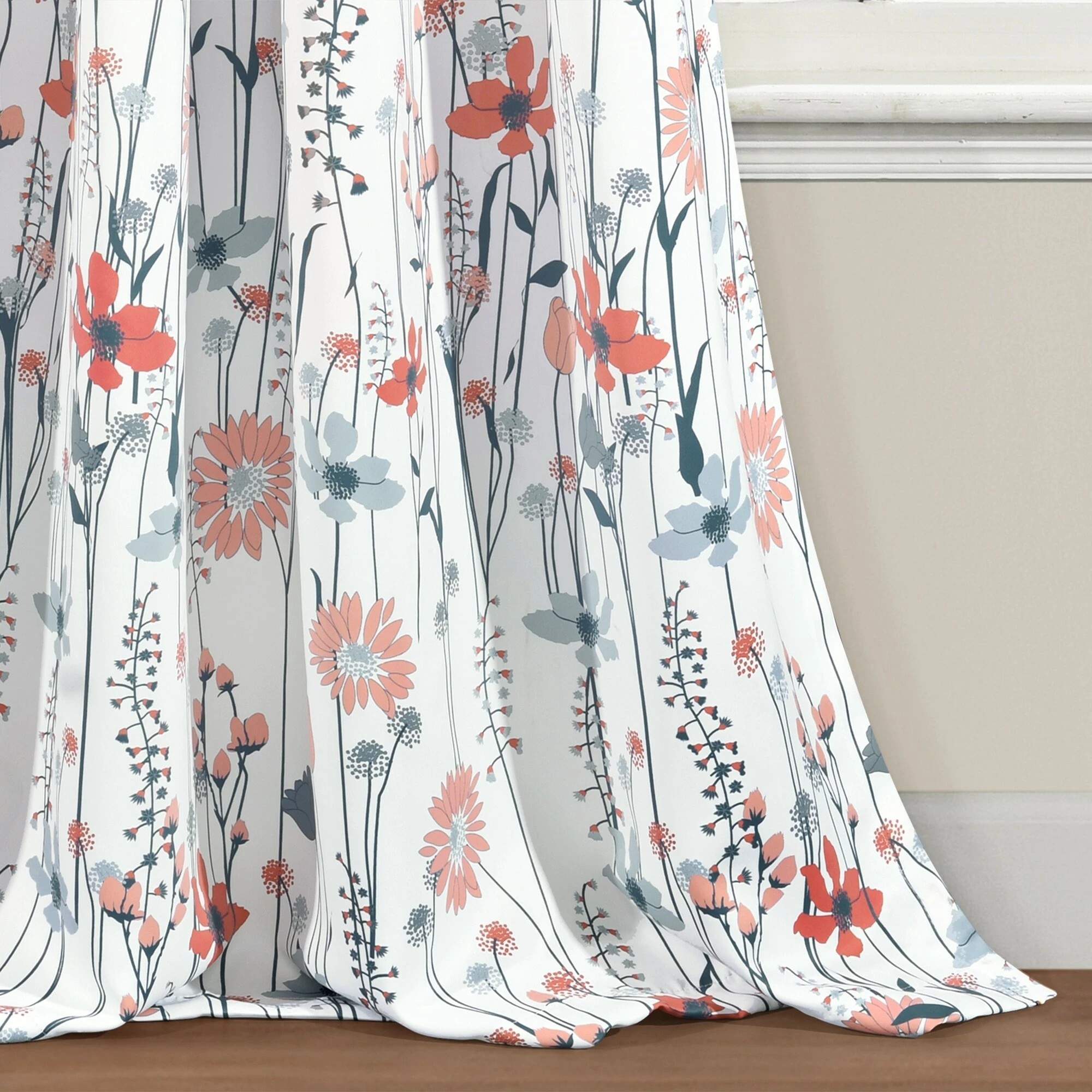 Cheap π Lush Decor Clarissa Floral Room Darkening Window Curtain Panel Pair Blue & Coral π 5 Cheap π Lush Decor Clarissa Floral Room Darkening Window Curtain Panel Pair Blue & Coral π - Image 5