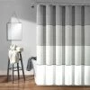 Promo 💯 Lush Decor Color Block Ombre Yarn Dyed Eco-Friendly Recycled Cotton Shower Curtain Single Black/gray 💯