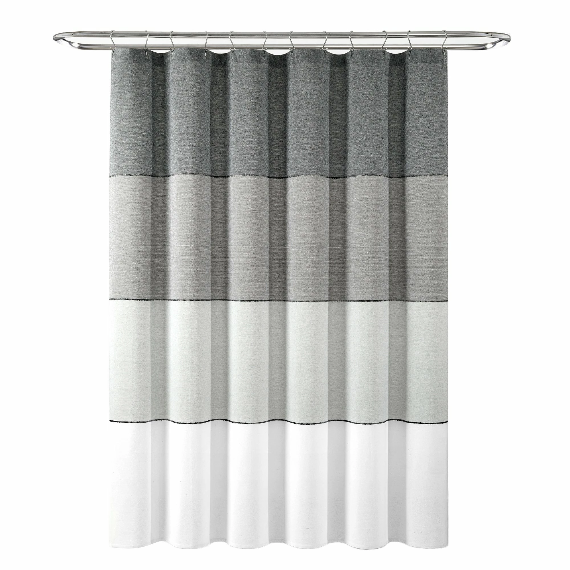 Promo π― Lush Decor Color Block Ombre Yarn Dyed Eco-Friendly Recycled Cotton Shower Curtain Single Black/gray π― 3 Promo π― Lush Decor Color Block Ombre Yarn Dyed Eco-Friendly Recycled Cotton Shower Curtain Single Black/gray π― - Image 3